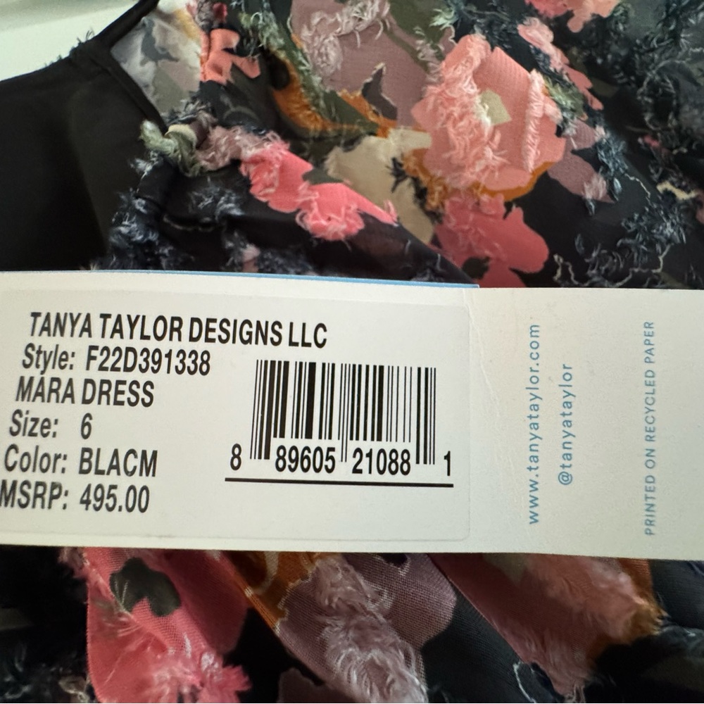NWT Tanya Taylor Mara Floral Print V-Neck A-Line Mini Dress Size 6 - Picture 7 of 7